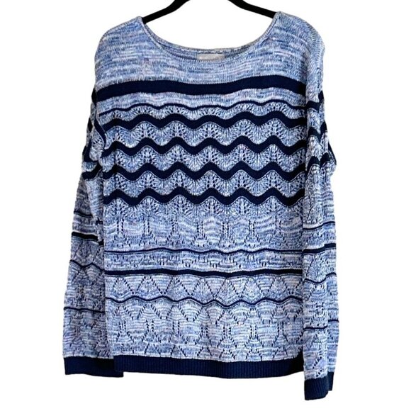 Evolution Women's Marlin Wavy Strip Sweater Blue Size S NWT - Picture 1 of 6